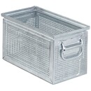 Kovový stohovací box perforovaný