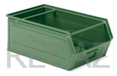 Zkosený kovový stohovací box s dvojitým madlem Zkosený kovový stohovací box s dvojitým madlem