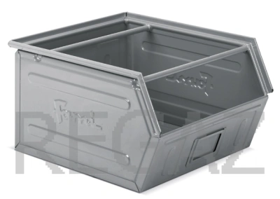 Zkosený kovový stohovací box s dvojitým madlem