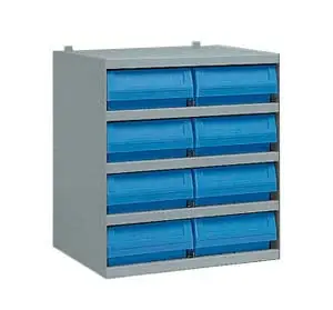 Kovová skříňka s plastovými boxy série Multibox